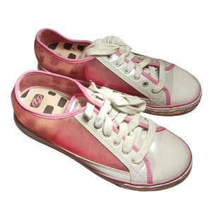 Heelys PINK  & WHITE skate shoes Ladies 7 Style 7586 SKATER Girl RARE VINYL